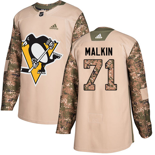 Adidas Penguins #71 Evgeni Malkin Camo Authentic Veterans Day Stitched Youth NHL Jersey